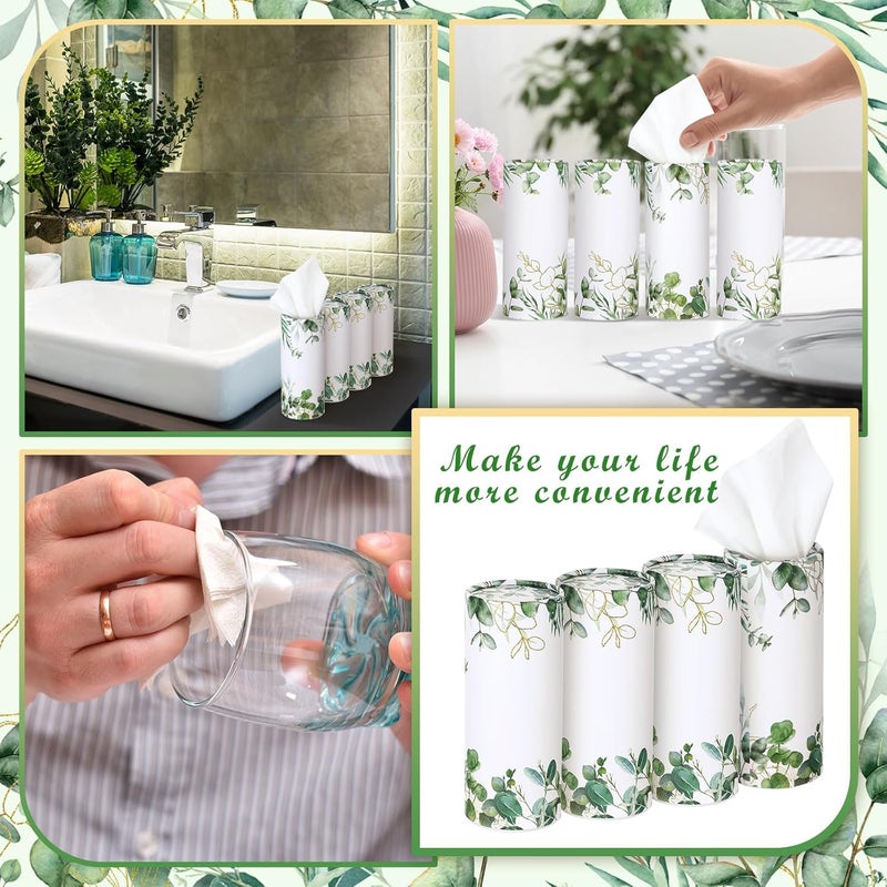 Fourluoo 12 Pack Car Tissue Cylinder Holder Bulk with 3 Ply Facial Tissues, Round Napkin Holders for Car Cup Holder Cylinder Travel Paper Tubes Bulk Round Napkin Boxes Packs(Eucalyptus) - Image 5
